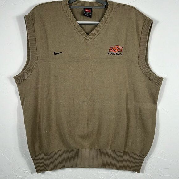🏈⛳️🏌️‍♂️ Vintage OKLAHOMA STATE COWBOYS Nike Golf Sweater Vest Sz Lg - EUC - Picture 1 of 6